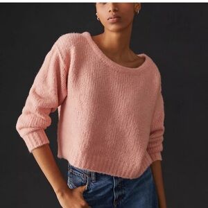 by Anthropologie Women's oversized Cropped Pullover Sweater peach size XXS